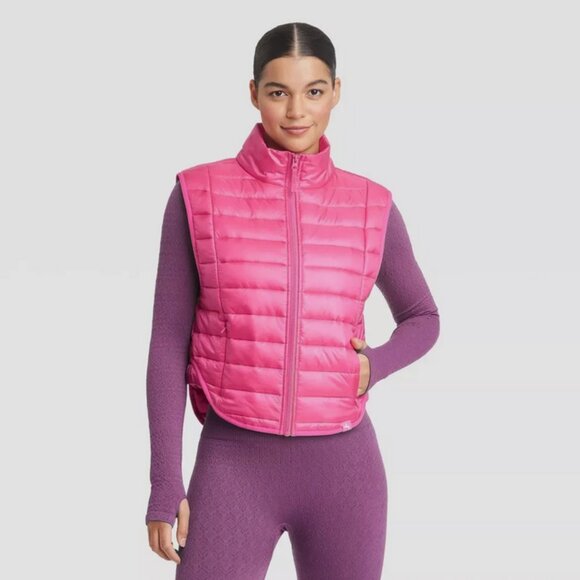 Women's Quilted Puffer Vest - JoyLab Pink M - Picture 1 of 4